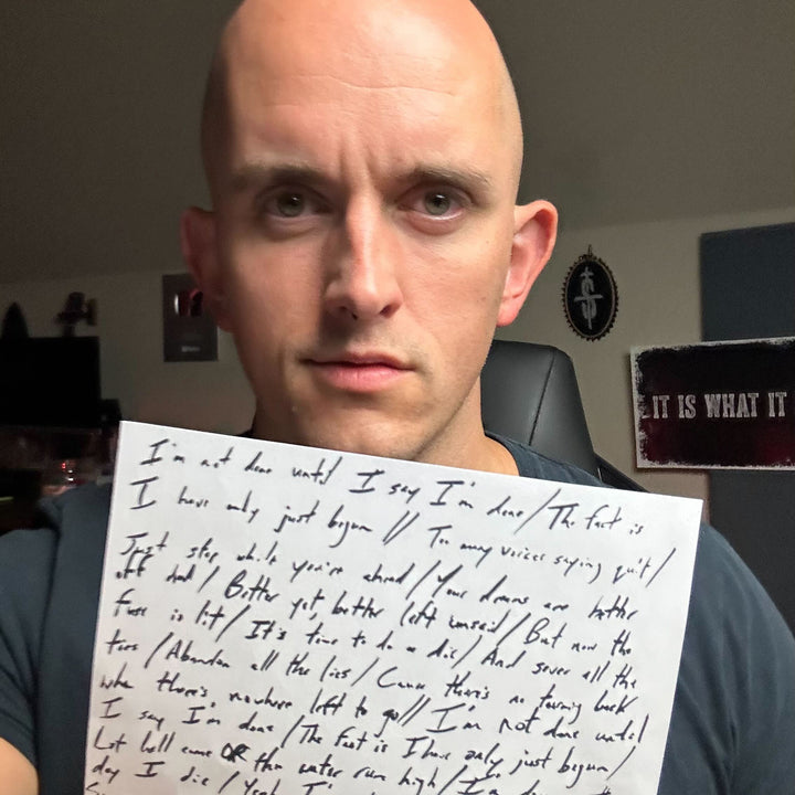 "I'm Not Done" Signed Handwritten Lyric Sheet